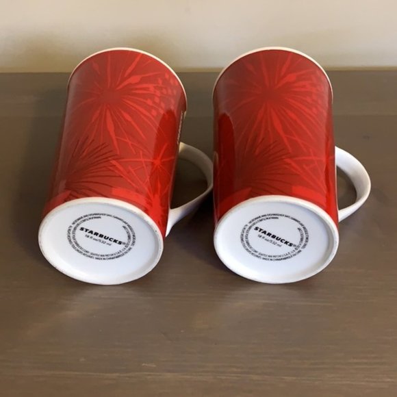 Starbucks Tall Red Dandelion Mugs - Set of 2 - Picture 11 of 11